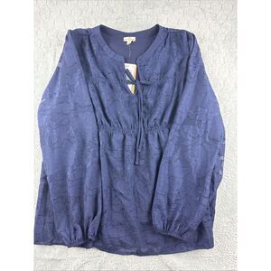 Stitch Fix Mason & Belle Navy Blue Tunic Blouse Long Sleeve Women's L‎